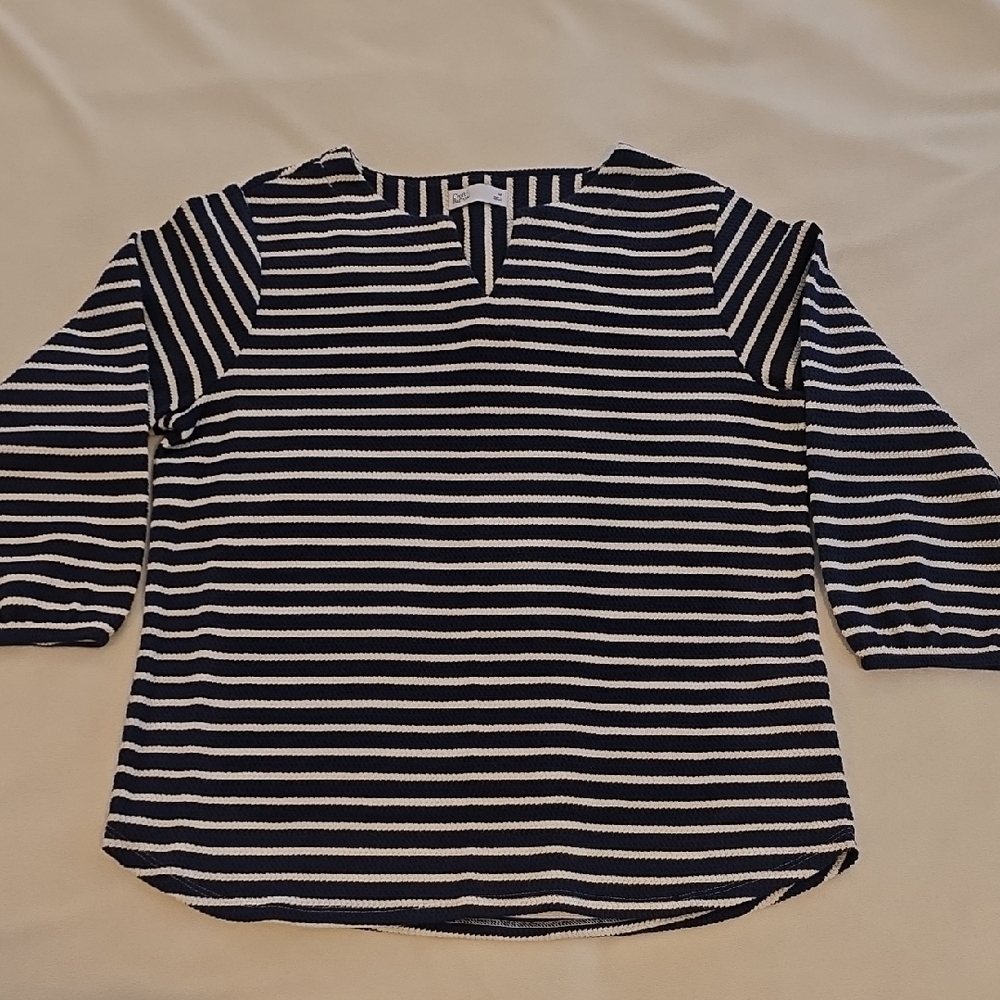 Croft & Barrow Striped Long Sleeve Top - Navy and White